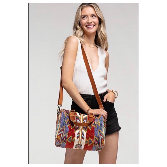 ❤️Beautiful woven ethnic motif Ruggine Winthrop Boston Bag Boston bag - Picture 7 of 10